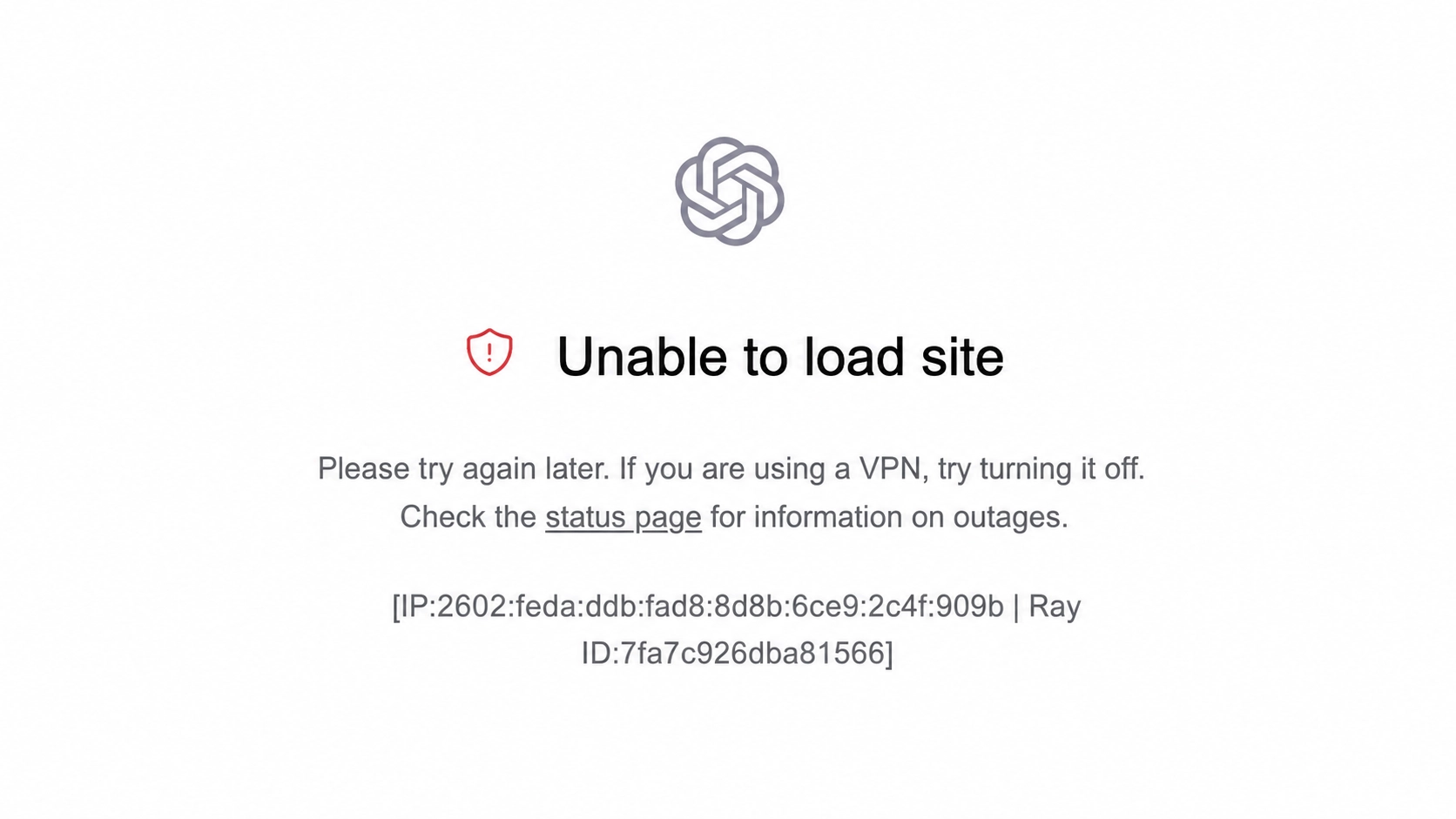 OpenAI 提示 “Unable to load site” 怎么解决？